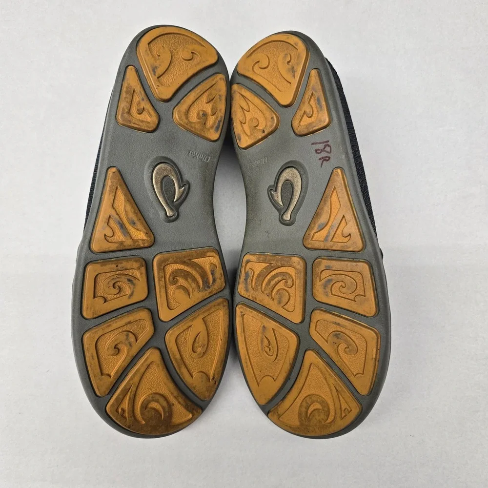 OluKai Nohea Mesh Mens Slip On Shoes Black Grey Loafers Size‎ 8 Fishing Outdoor